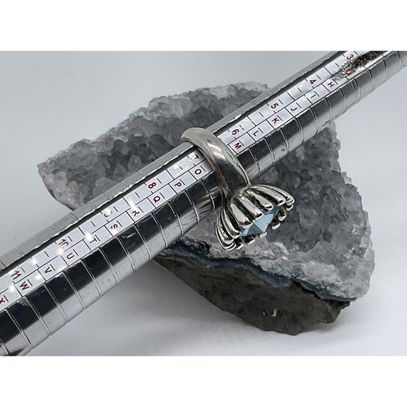 Lot of 3 Silver plated Jewel Toned Glass Ring Sz 7-8 - Picture 3 of 7